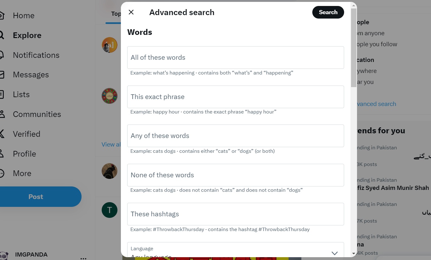 Twitter Feature Advanced Search