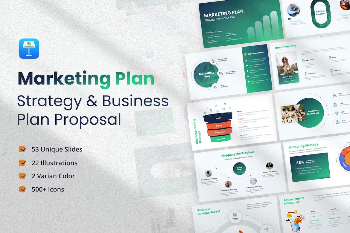 Marketing Plan & Strategy Business Plan Keynote (MXW6AQS)