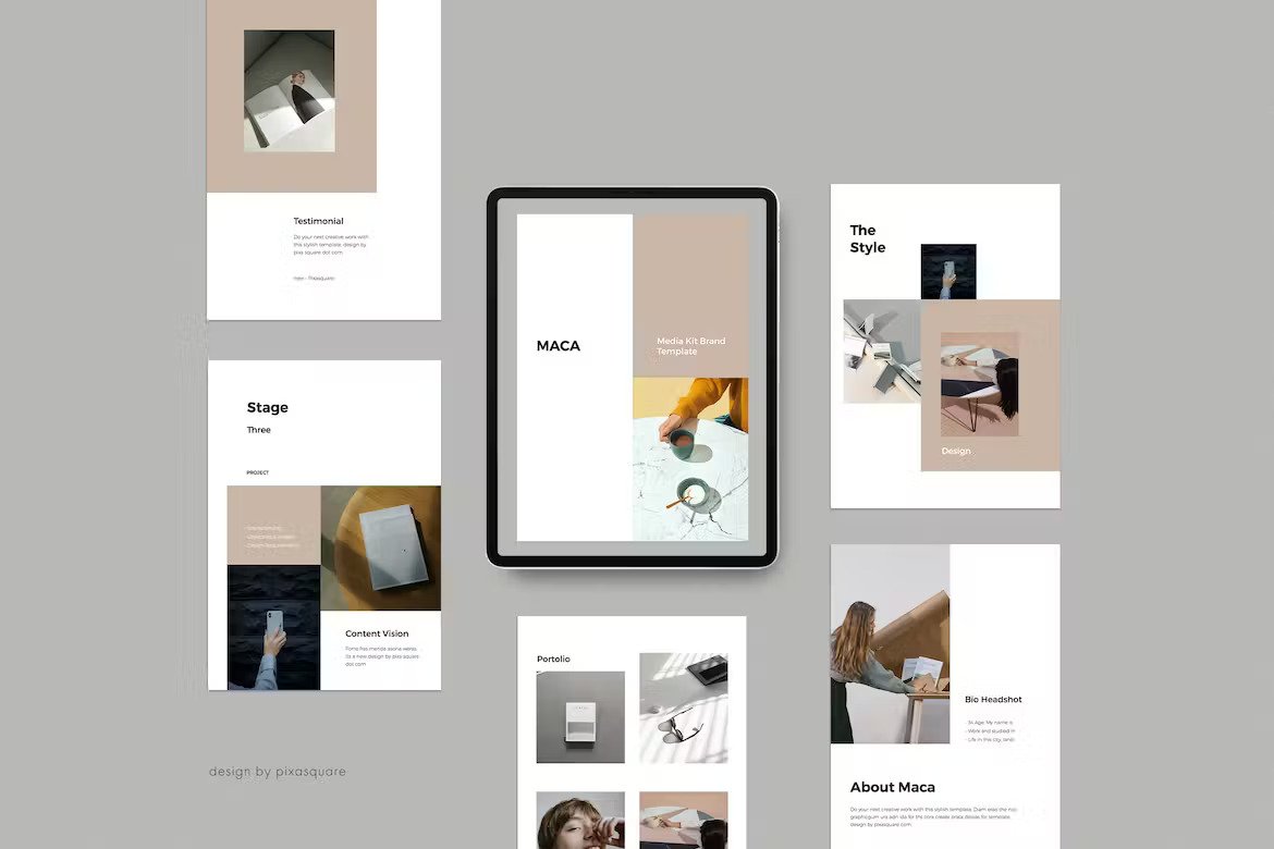 Maca A4 Vertical Keynote Media Kit Template