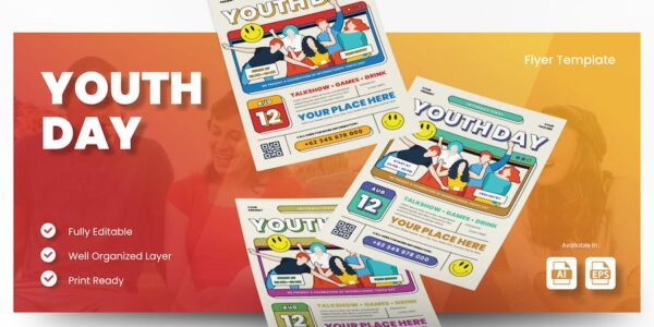 Banner image of Premium International Youth Day Flyer AI EPS Template  Free Download