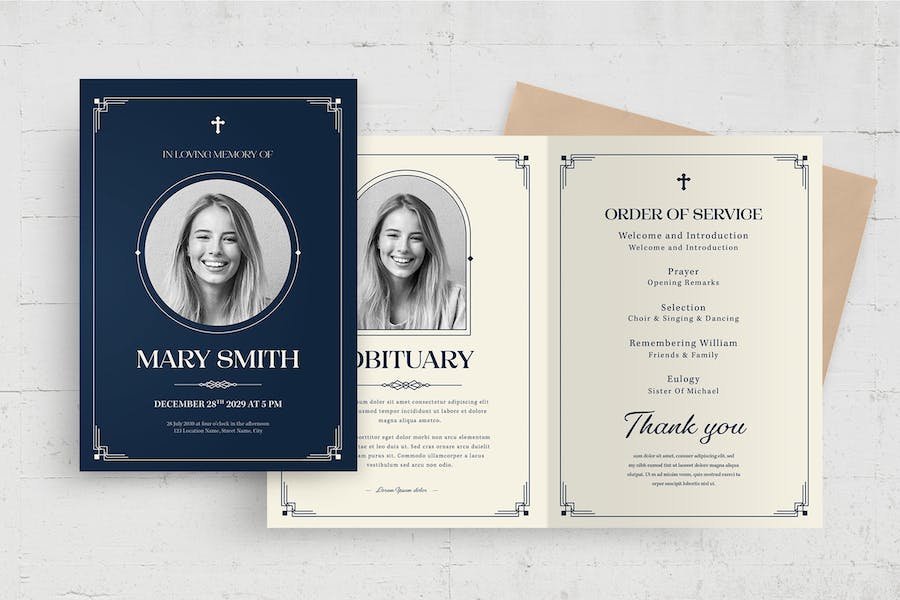 Banner image of Premium Art Deco Funeral Template  Free Download