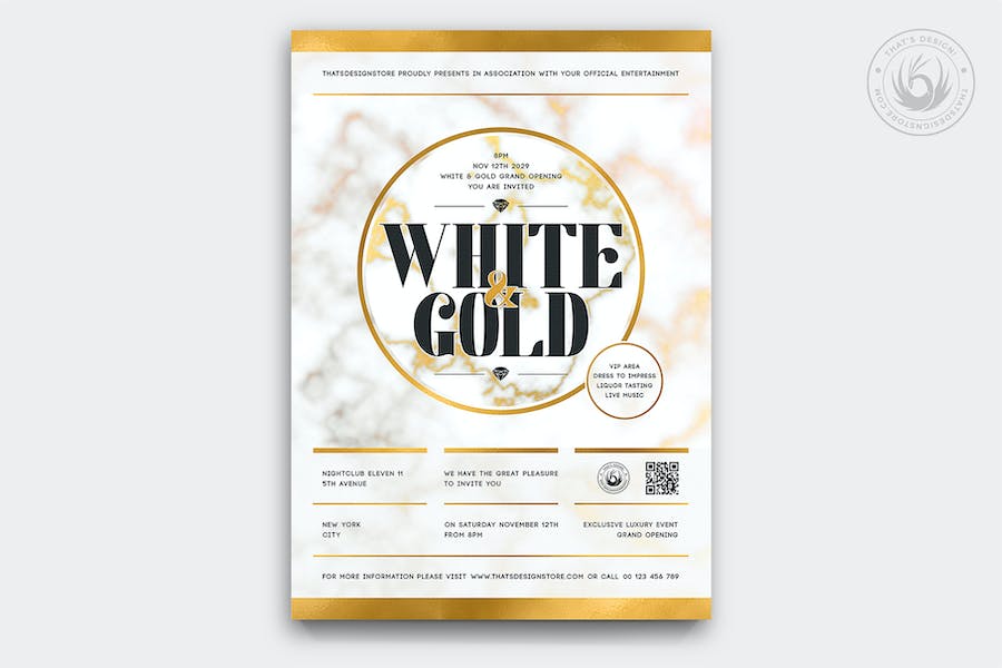 Banner image of Premium  White and Gold Flyer Template   Free Download