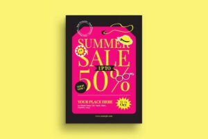 Banner image of Premium Pink Flat Design Summer Sale Flyer  Free Download