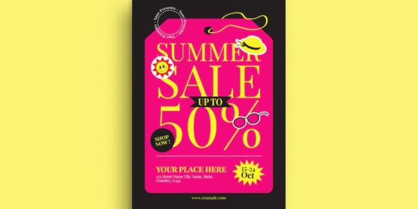 Banner image of Premium Pink Flat Design Summer Sale Flyer  Free Download