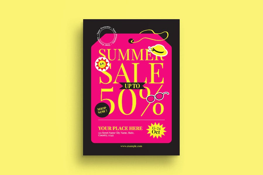 Banner image of Premium Pink Flat Design Summer Sale Flyer  Free Download