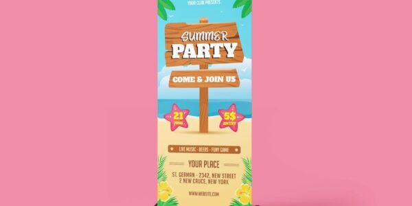 Banner image of Premium Summer Party Rollup Banner  Free Download