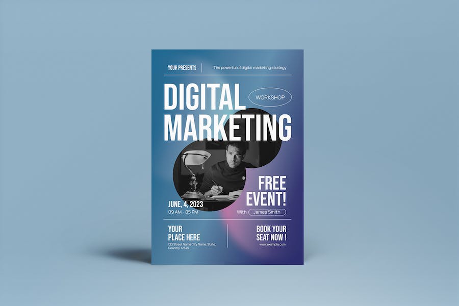 Banner image of Premium White Flat Design Digital Marketing Workshop Flyer  Free Download