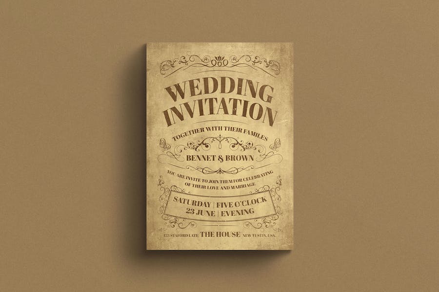 Banner image of Premium Vintage Wedding Invitation Template  Free Download