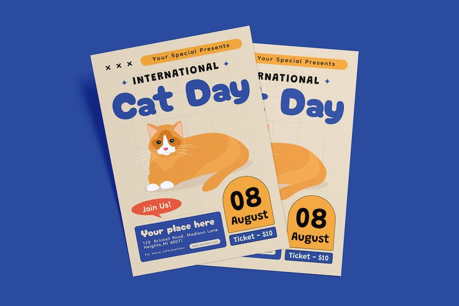 Banner image of Premium International Cat Day Flyer Template  Free Download