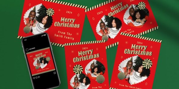 Banner image of Premium Red Christmas Greeting Card Photobooth  Free Download
