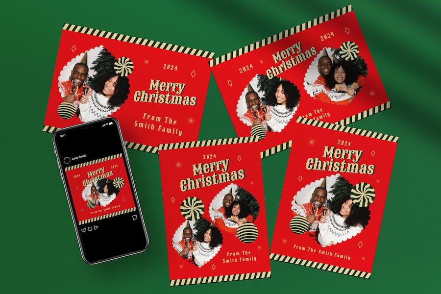 Banner image of Premium Red Christmas Greeting Card Photobooth  Free Download