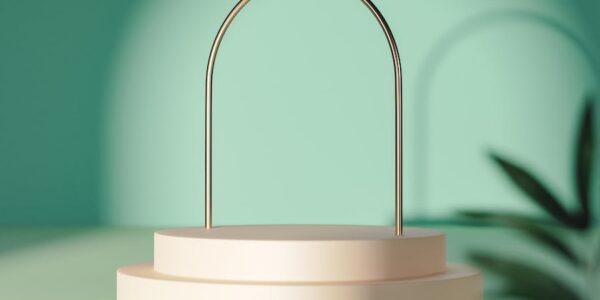 Banner image of Premium Arched Pedestal for Product on Green Backdrop  Free Download