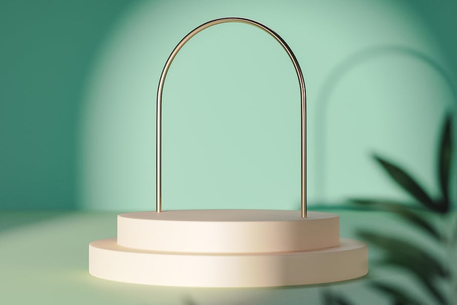 Banner image of Premium Arched Pedestal for Product on Green Backdrop  Free Download