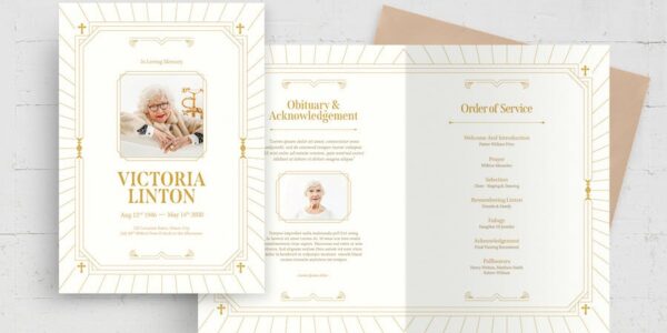 Banner image of Premium Art Deco Funeral Program Template  Free Download