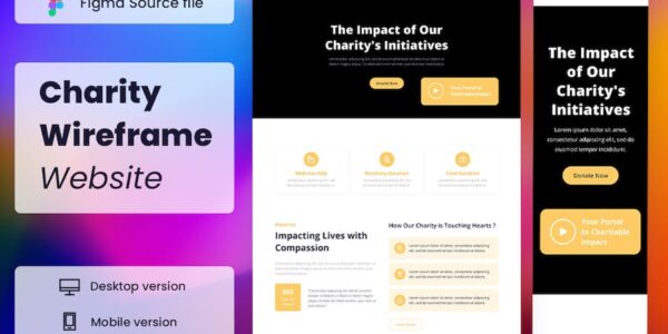 Banner image of Premium Charity Wireframe Website  Free Download