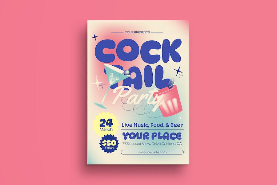 Banner image of Premium Blue Gradient Cocktail Party Flyer  Free Download