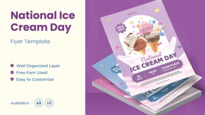 Banner image of Premium National Ice Cream Day Flyer AI EPS Template  Free Download