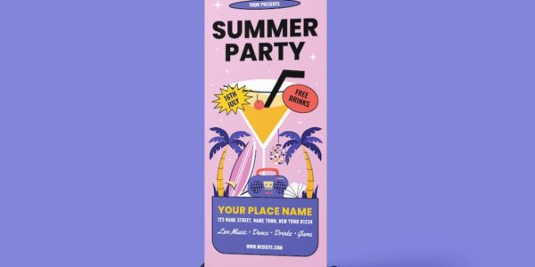 Banner image of Premium Summer Night Party Rollup Banner  Free Download