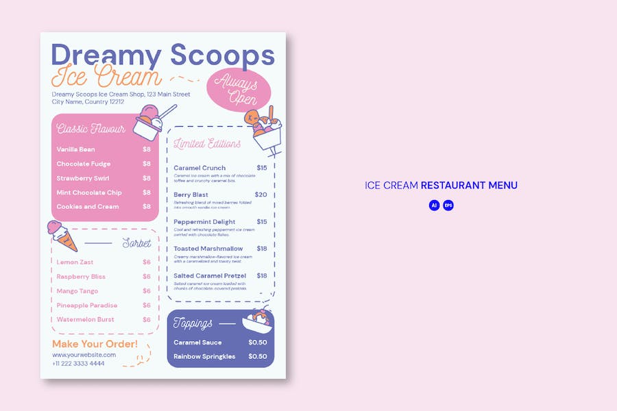 Banner image of Premium Ice Cream Restaurant Menu  Free Download