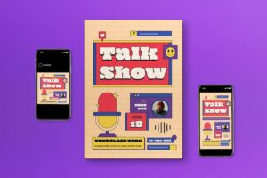 Banner image of Premium Cream Geometric Talk Show Flyer Set  Free Download