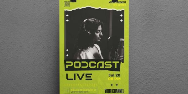 Banner image of Premium Podcast Live Flyer  Free Download