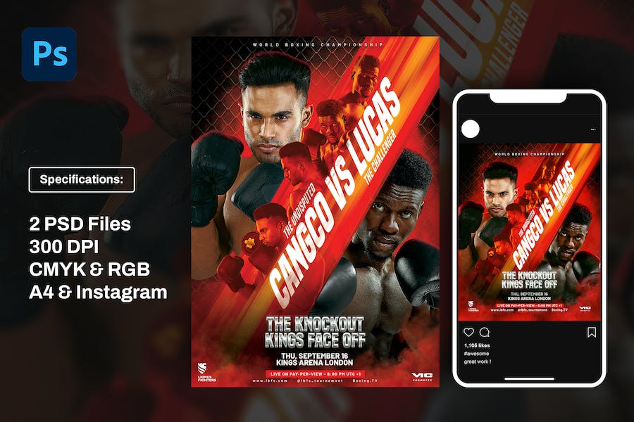 Banner image of Premium  Boxing Flyer Template   Free Download