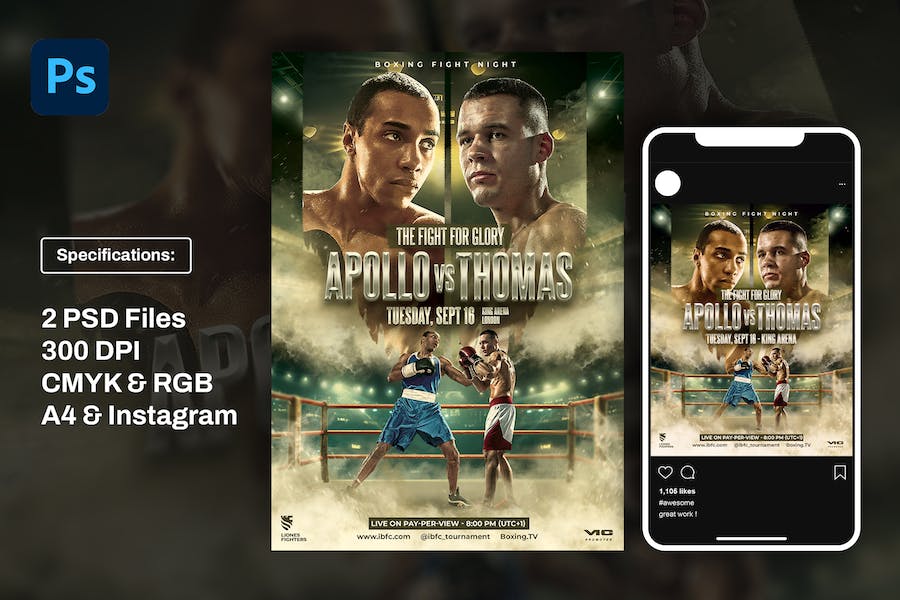 Banner image of Premium Boxing Poster Template  Free Download