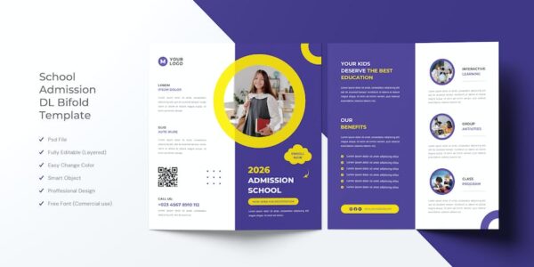 Banner image of Premium School Admission DL Bifold Flyer Template  Free Download