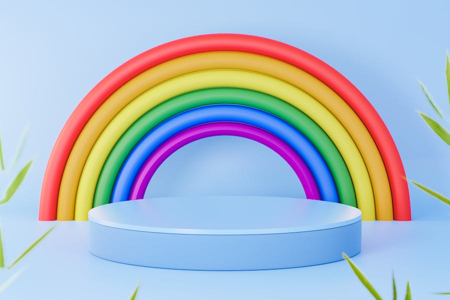 Banner image of Premium Rainbow On Top Of A Product Stand  Free Download