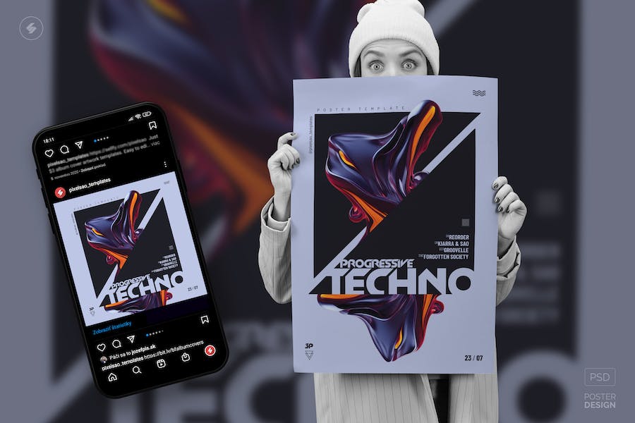 Banner image of Premium Techno Party Flyer Event Poster Template Vol. 3  Free Download