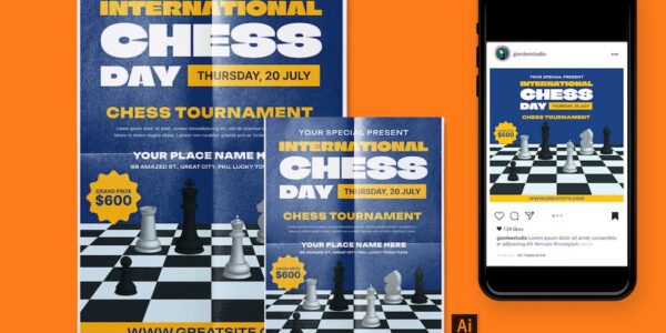 Banner image of Premium Chess Day Flyer/Poster & Instagram Post  Free Download