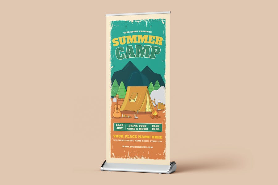 Banner image of Premium Summer Camp Rollup Banner  Free Download