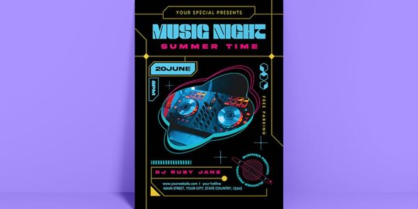 Banner image of Premium Summer Music Night Flyer  Free Download