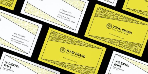 Banner image of Premium Minimal Yellow Color Card Visit  Free Download
