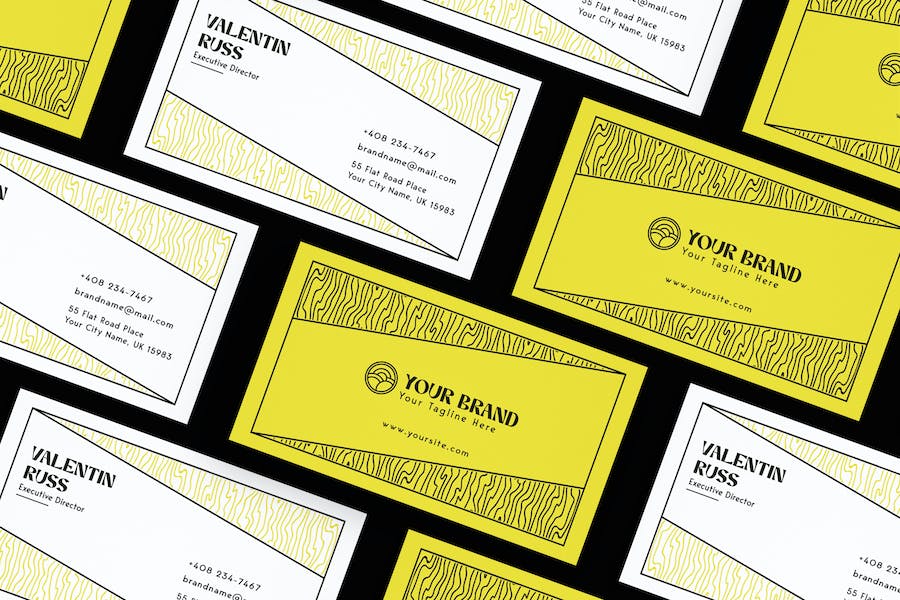 Banner image of Premium Minimal Yellow Color Card Visit  Free Download