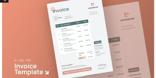 Banner image of Premium Clean Corporate Invoice  Free Download
