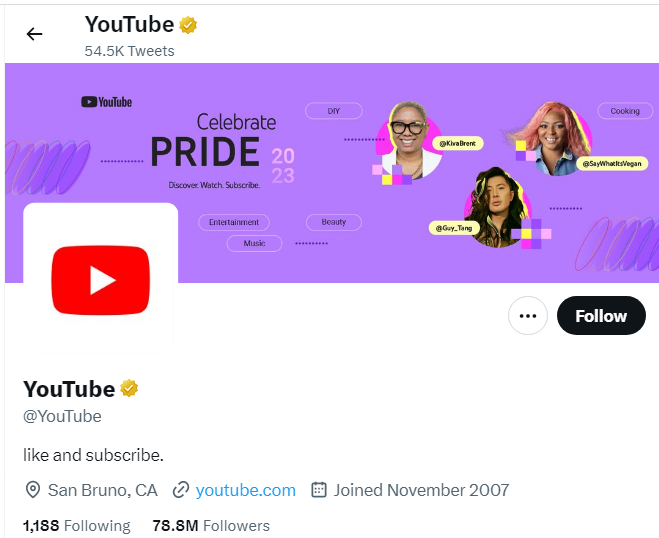 An Image of YouTube twitter profile 