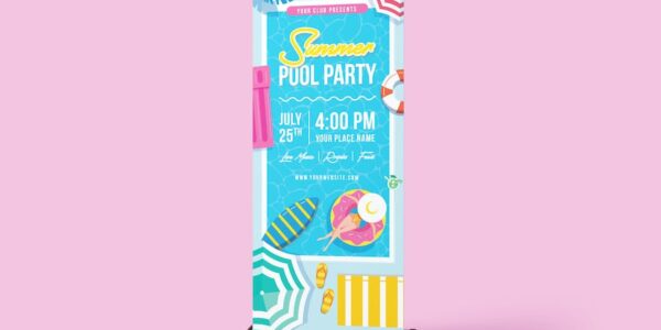 Banner image of Premium Summer Pool Party Rollup Banner  Free Download