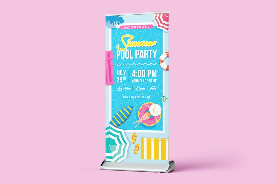 Banner image of Premium Summer Pool Party Rollup Banner  Free Download