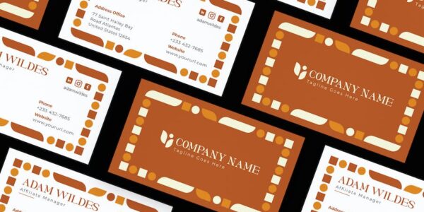 Banner image of Premium Geometric Orange Card Visit  Free Download