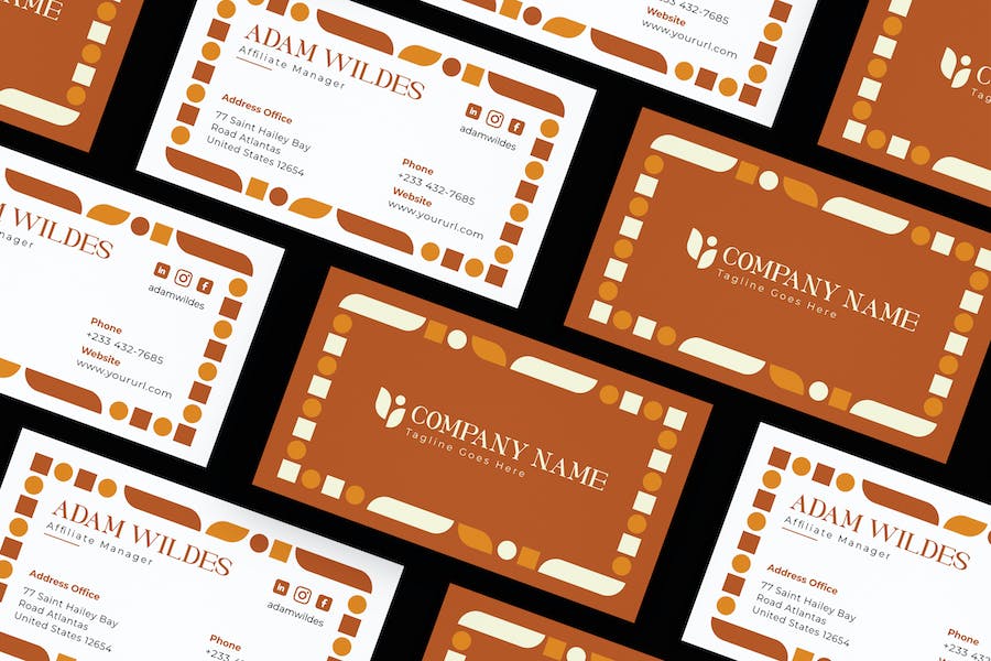 Banner image of Premium Geometric Orange Card Visit  Free Download