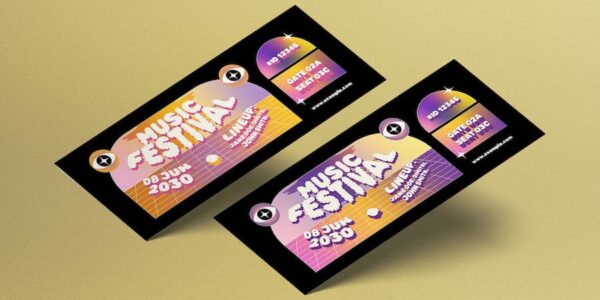 Banner image of Premium Purple Gradient Music Festival Ticket  Free Download