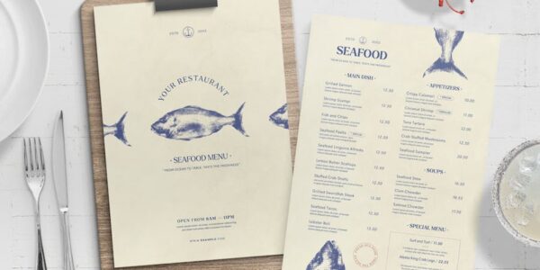 Banner image of Premium Rustic Seafood Menu Template  Free Download