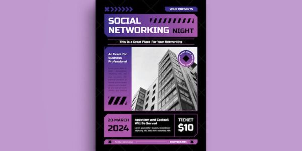 Banner image of Premium Purple Cyberpunk Social Networking Night Flyer  Free Download