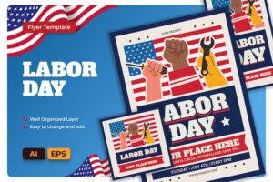 Banner image of Premium Labor Day Flyer AI EPS Template  Free Download