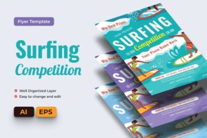 Banner image of Premium Surfing Competition Flyer AI & EPS Template  Free Download