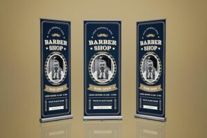 Banner image of Premium Barber Shop Roll Banner  Free Download