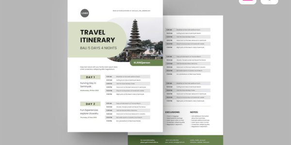 Banner image of Premium Travel Itinerary Flyer  Free Download