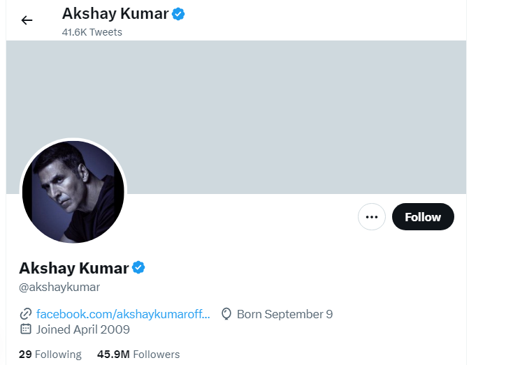 An Image of Akshay Kumar Twitter Profile