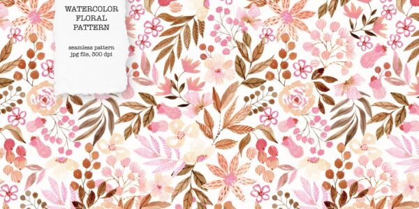 Premium Beige Floral Watercolor Pattern Free Download